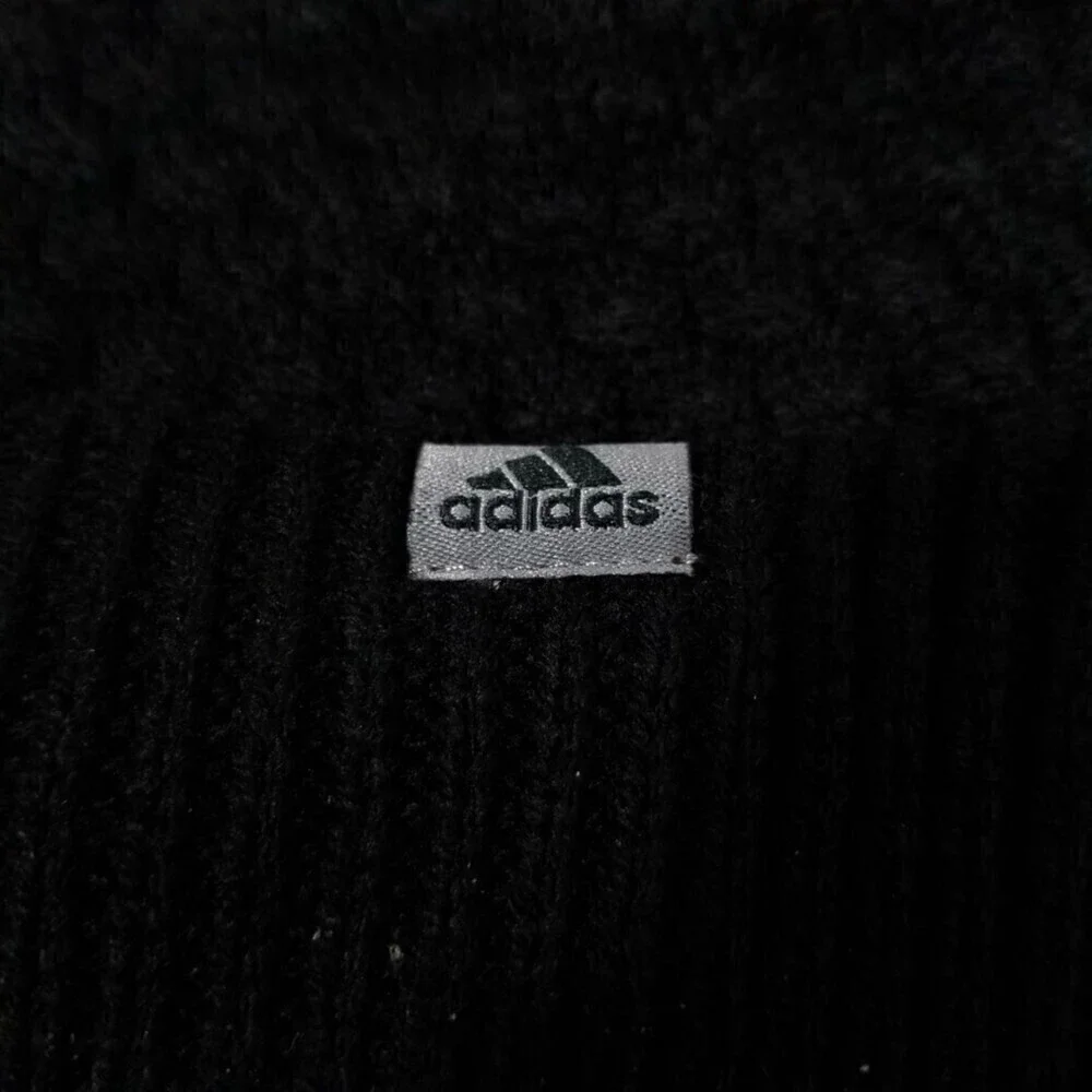 Adidas Black Textured Knit Warm Ribbed Beanie 90s Skate Streetwear y2k